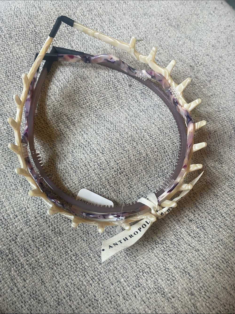 Anthropologie Cream and Purple Headband Duo - Picture 3 of 3